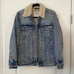 Hollister Light Blue Denim Sherpa Jacket